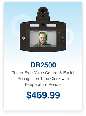 dr2500 touch-free voice control & facial recognition time clock with temperature reader dr2500 touch-free voice control & facial recognition time clock with temperature reader