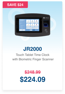 jr2000 touch tablet time clock with fingerprint scanner