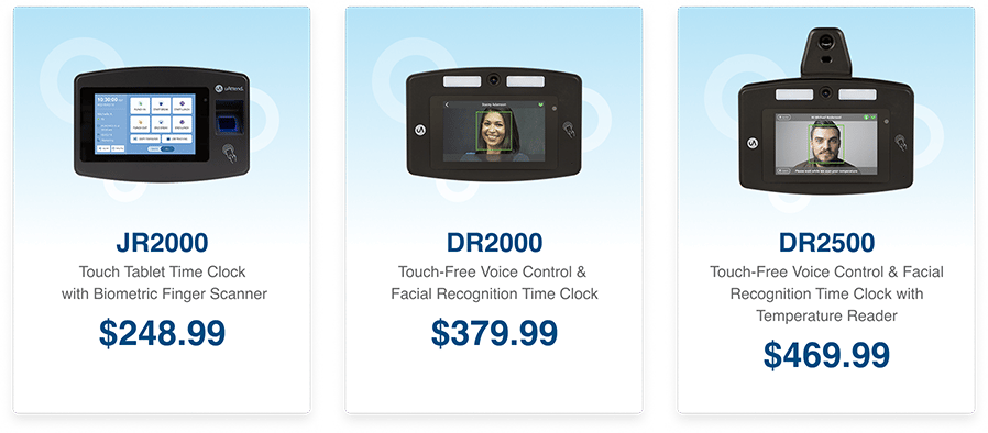 Biometric Fingerprint, Voice Control, and Facial Recognition Time Clocks Biometric Fingerprint, Voice Control, and Facial Recognition Time Clocks